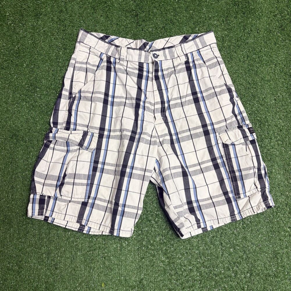 Wrangler Men’s Plaid Shorts Size 30 Blue White Casual Summer Cotton